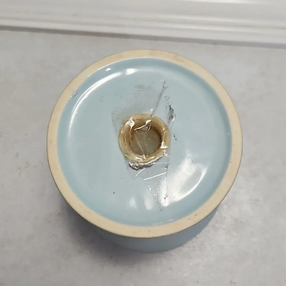 Ceramic Baby Blue With Gold Rim Toothbrush Holder